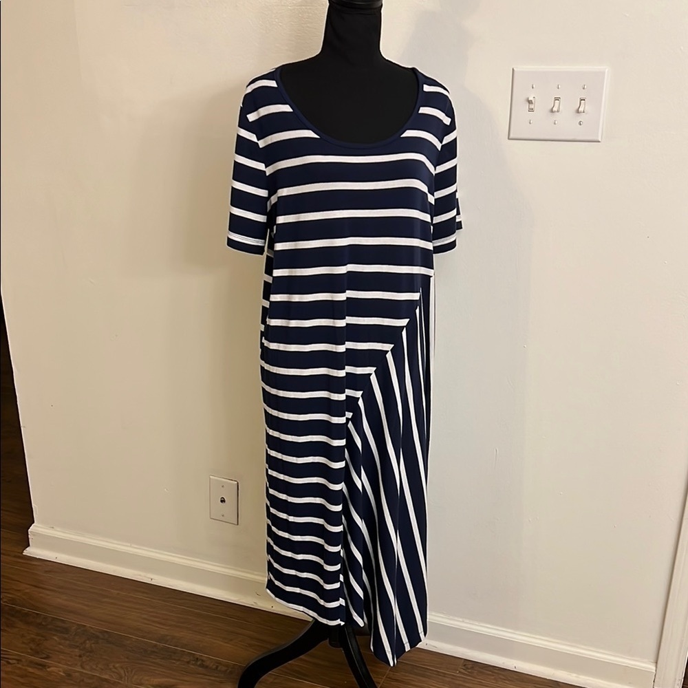 Bundle of 2 Lane Bryant Blue and White & Gray Asymmetrical High-Low Sundresses